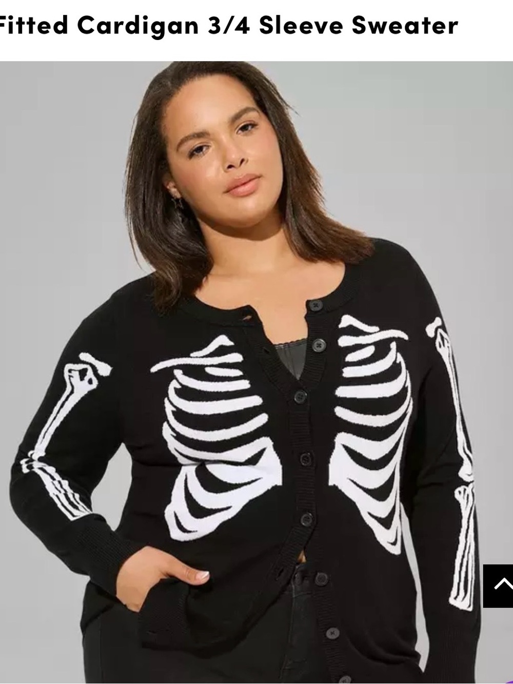 torrid Black and White Skeleton-Print Cardigan